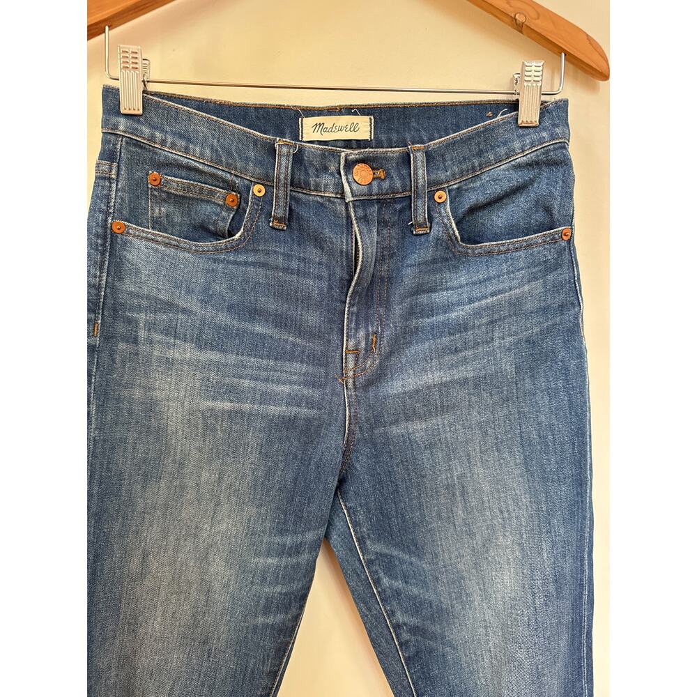 Madewell 10” High Rise Distressed Demi Bootcut Jeans Raw Hem Sz 28 Classic - Picture 2 of 6